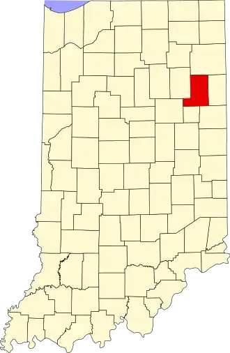 Locatie van Wells County in Indiana