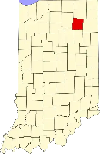 Locatie van Whitley County in Indiana