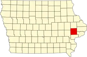Locatie van Cedar County in Iowa