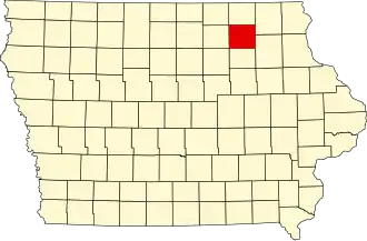 Locatie van Chickasaw County in Iowa