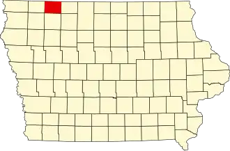Locatie van Dickinson County in Iowa