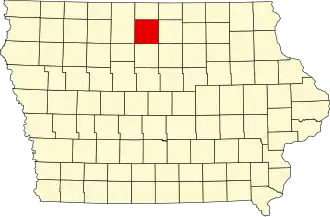 Locatie van Hancock County in Iowa
