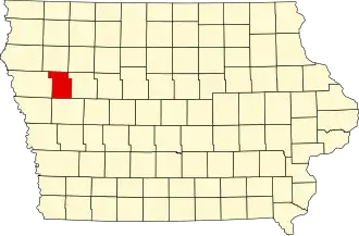 Locatie van Ida County in Iowa