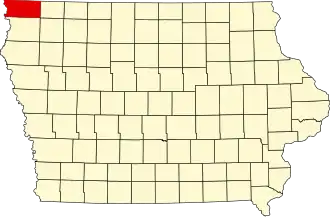Locatie van Lyon County in Iowa