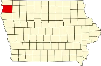 Locatie van Sioux County in Iowa