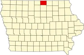 Locatie van Worth County in Iowa