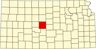Locatie van Barton County in Kansas