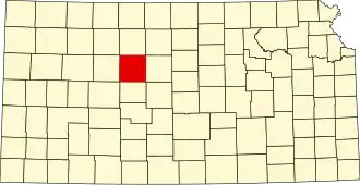 Locatie van Ellis County in Kansas