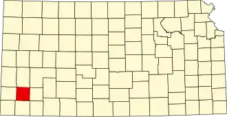 Locatie van Grant County in Kansas