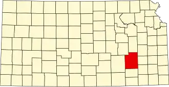 Locatie van Greenwood County in Kansas