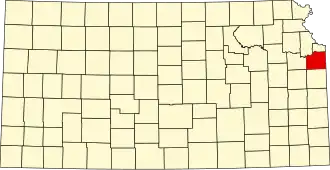 Locatie van Johnson County in Kansas