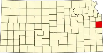 Locatie van Miami County in Kansas
