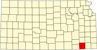 Locatie van Montgomery County in Kansas