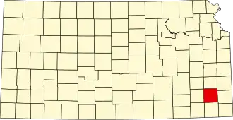 Locatie van Neosho County in Kansas