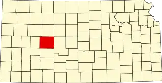 Locatie van Ness County in Kansas