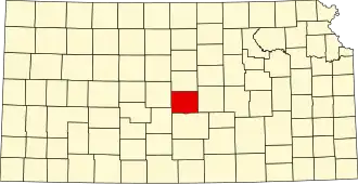 Locatie van Rice County in Kansas