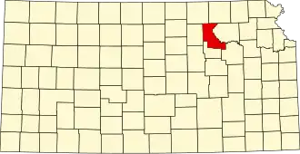 Locatie van Riley County in Kansas