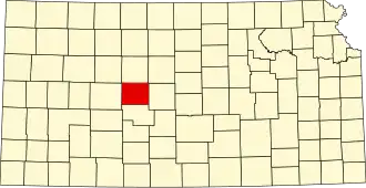 Locatie van Rush County in Kansas