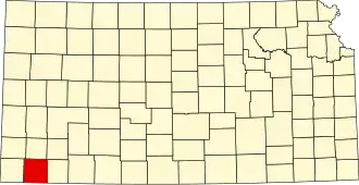 Locatie van Stevens County in Kansas