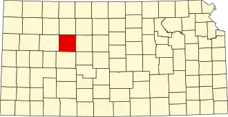Locatie van Trego County in Kansas