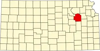 Locatie van Wabaunsee County in Kansas