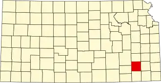 Locatie van Wilson County in Kansas