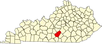 Locatie van Adair County in Kentucky