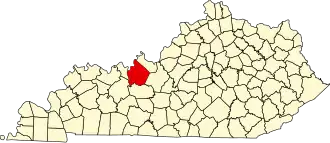 Locatie van Breckinridge County in Kentucky
