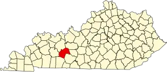 Locatie van Butler County in Kentucky