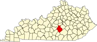 Locatie van Casey County in Kentucky