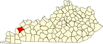 Locatie van Crittenden County in Kentucky