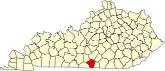 Locatie van Cumberland County in Kentucky