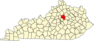 Locatie van Fayette County in Kentucky