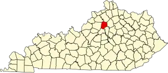 Locatie van Franklin County in Kentucky