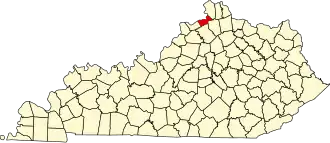Locatie van Gallatin County in Kentucky