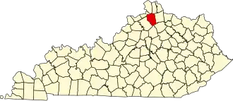 Locatie van Grant County in Kentucky