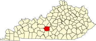 Locatie van Hart County in Kentucky