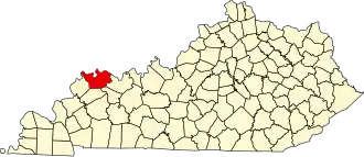 Locatie van Henderson County in Kentucky