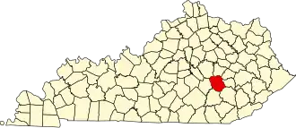 Locatie van Jackson County in Kentucky
