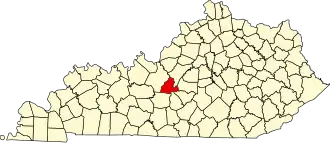 Locatie van Larue County in Kentucky