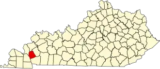 Locatie van Lyon County in Kentucky