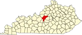 Locatie van Nelson County in Kentucky