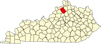 Locatie van Owen County in Kentucky