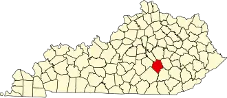 Locatie van Rockcastle County in Kentucky