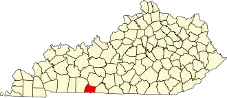 Locatie van Simpson County in Kentucky