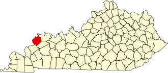 Locatie van Union County in Kentucky
