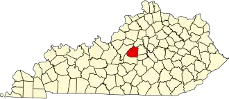 Locatie van Washington County in Kentucky
