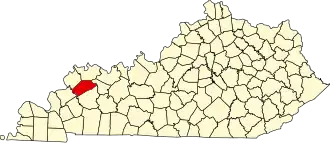 Locatie van Webster County in Kentucky