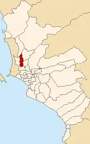 Locatie van Los Olivos in de provincie Lima