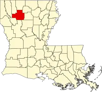 Locatie van Bienville Parish in Louisiana